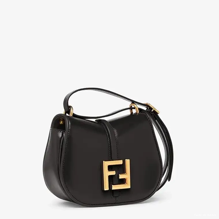 Cheap Black Mini Calf In Fendi Leather C'mon Bag 0416 HOT SALE